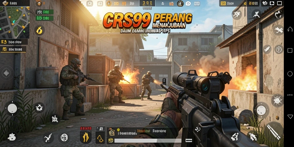 Screenshot gameplay dari CRS99 menunjukkan aksi mendebarkan dalam pertempuran FPS.