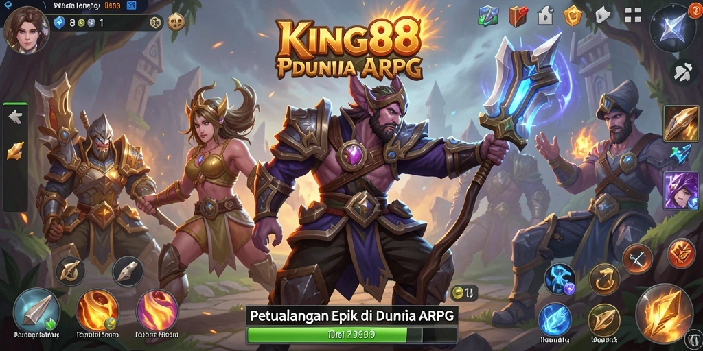 Tampilan gameplay KING88 yang menampilkan pertarungan epik di dunia ARPG.