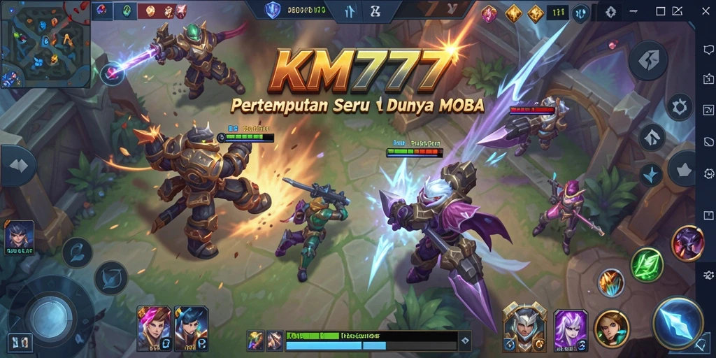 Gameplay seru KM777 dengan aksi MOBA mendebarkan.