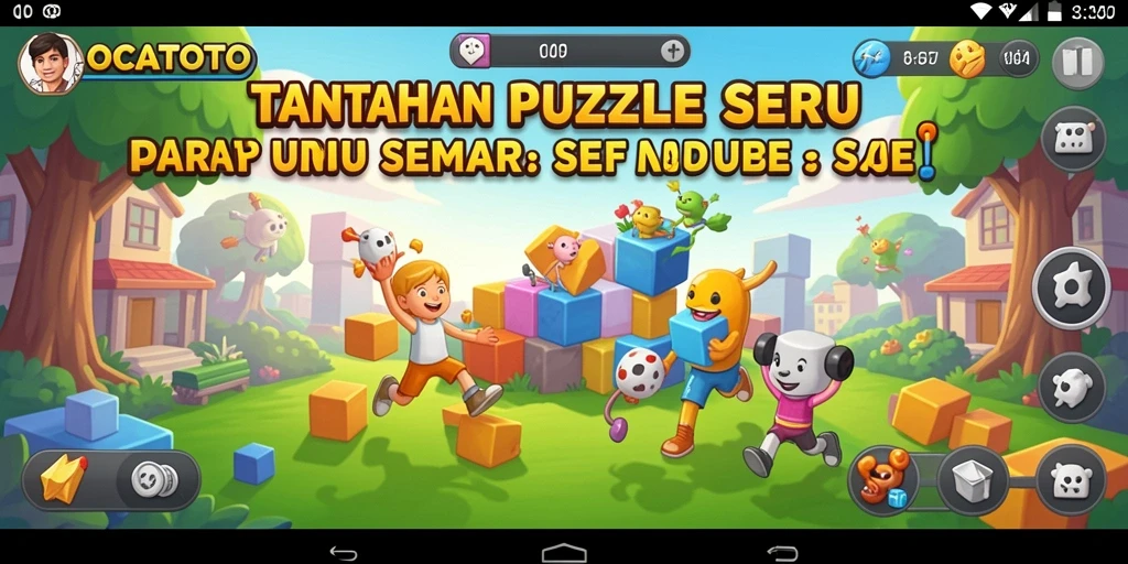 Screenshot OCATOTO menampilkan gameplay Puzzle yang penuh warna.