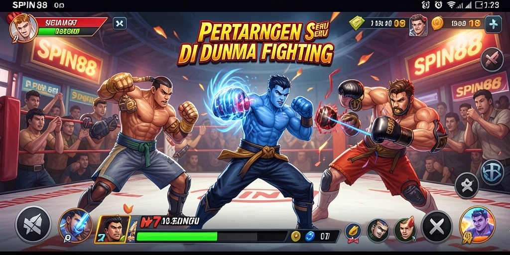 Gambaran gameplay SPIN88 dengan pertarungan yang epik.